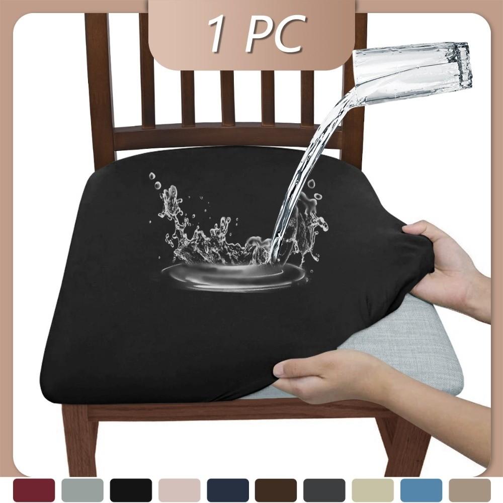 

Elastic Dining Chair Cover Anti-slip Solid Color Seat Cover Dust-proof Waterproof Chair Cushion Cover for Home&Hotel Decoration чёрный