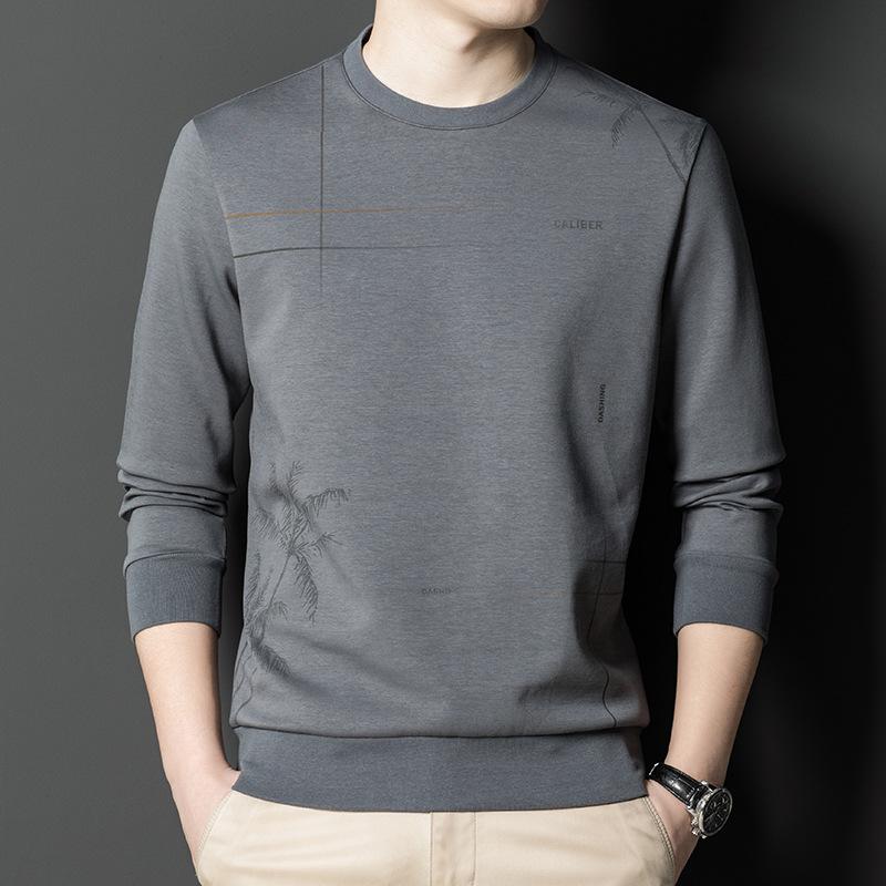 

Новые весенние и осенние молодежные мужские толстовки, повседневные свободные футболки с круглым вырезом и длинными рукавами, тонкие мужские модные нижние рубашки XXXXL серый