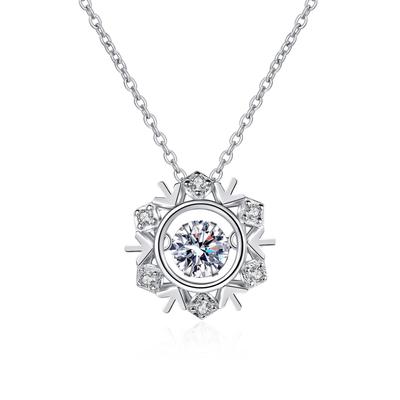 Neue echte Moissanite-Blumenkette, 14 Karat vergoldete Sterling-Silber-Halskette für Frauen, VVS-Diamant-Schneeflocken-Anhänger