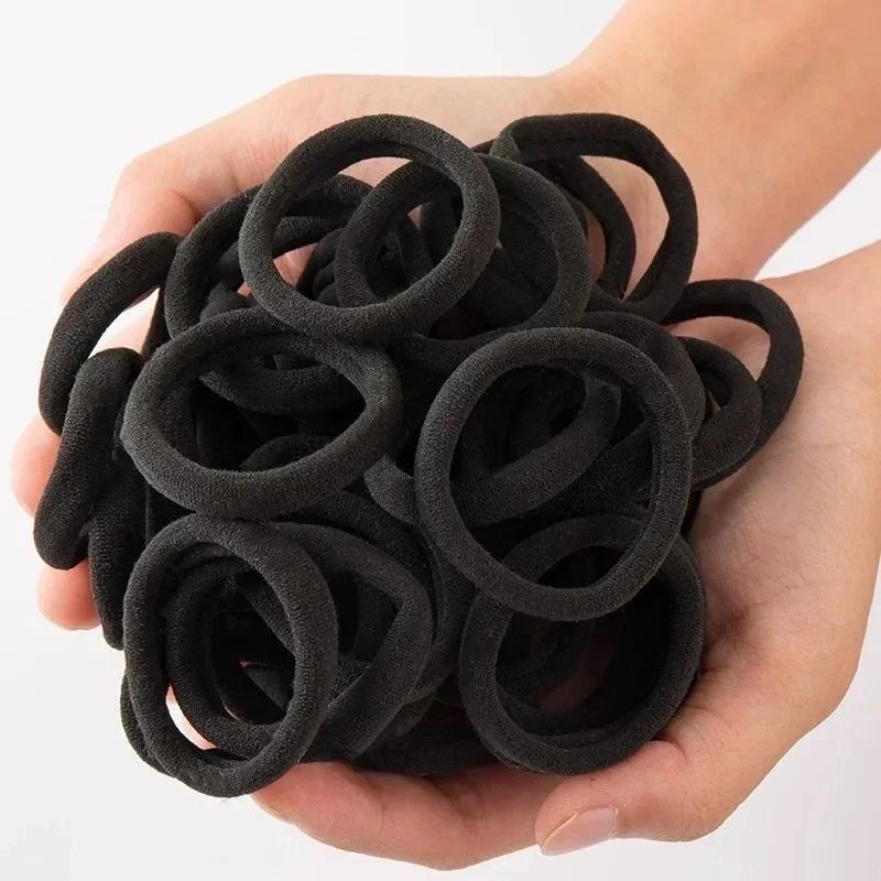 100pcs High Elastic Hair Bands for Women Girls Black Basic Hair Tie Headband Simple Ponytail Holder Headwear Hair Accessories