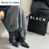 Designer Soft Leather Women Ankle Boots Sexy Pointed Toe Short Booties Stripper Square Heels Shoes