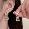 Luxury Gold Butterfly Earrings with Cat's Eye Stone, Tassel, and Zircon