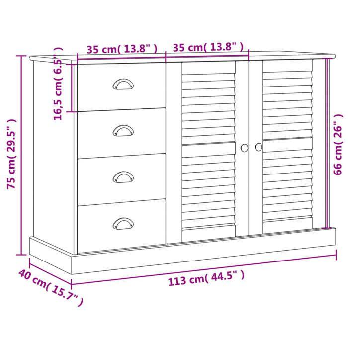 VidaXL Buffet avec tiroirs VIGO 113x40x75 cm gris bois massif de pin 353189