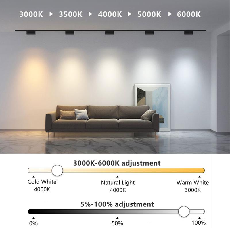 Zigbee Smart WiFi Magnetic Track Lights LED DC48V Dimmable Spotlight Tuya App Alexa Google Assistant Voice Control Rail Lamp