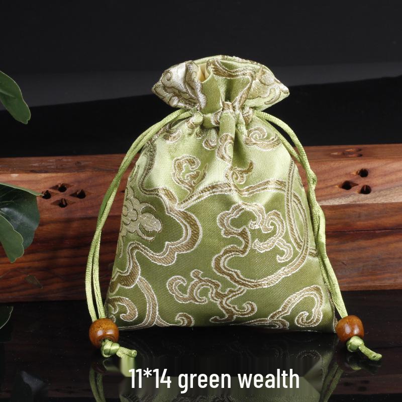 Silk Satin Jewelry Drawstring Bag - Small Brocade Storage Pouch