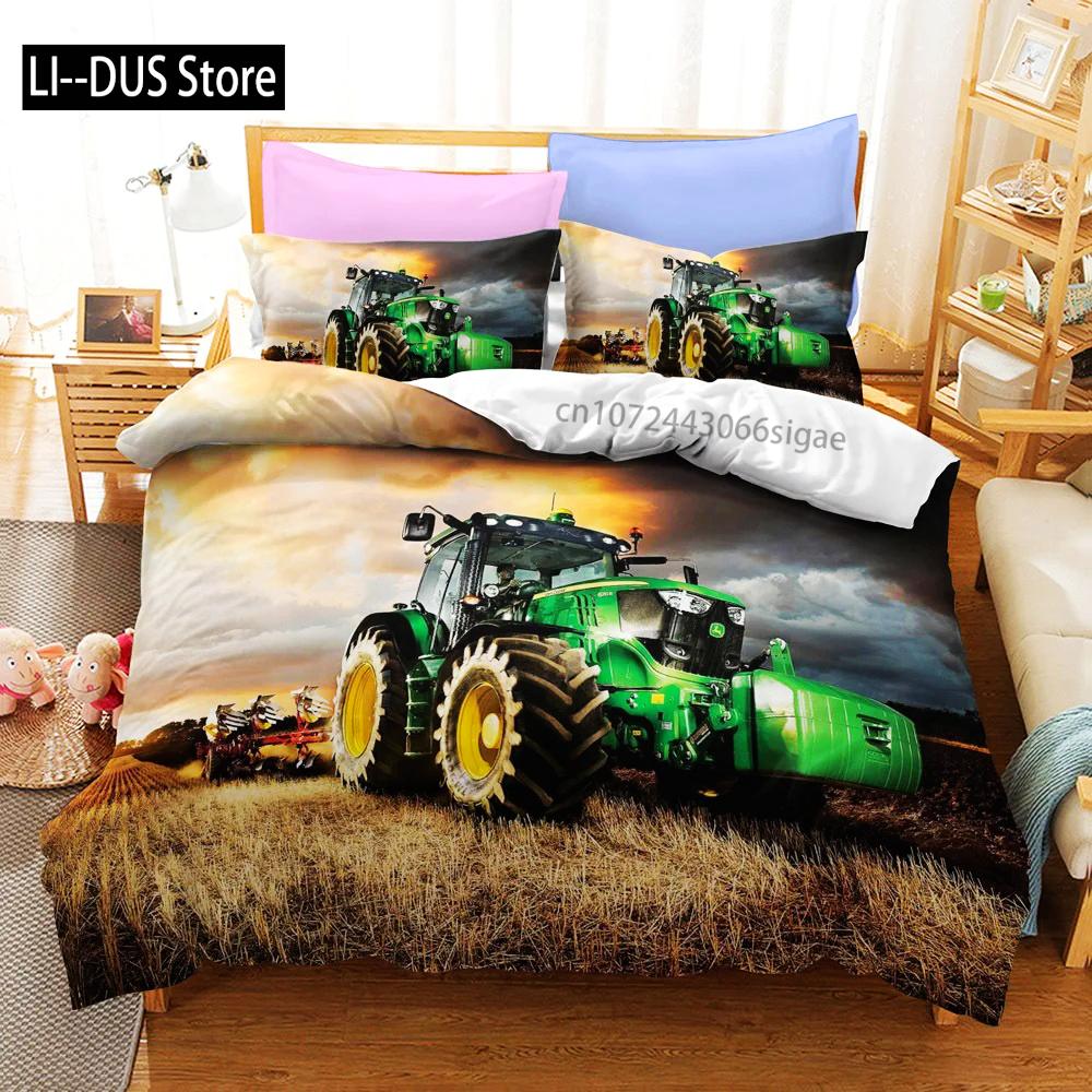Tractor Bedding Set Bedspread Single Twin Full Queen King Size Sports Bed Set Aldult Bedroom Duvetcover 2 Funda nrdica Bedsheet