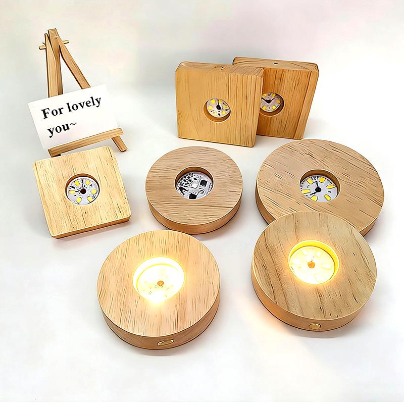 Solid Wood Aroma Diffuser with Luminous Base and Seven-Color Night Light for Fish Tanks and Decor.