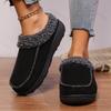 Fashion Retro Warm Suede Thick Soled Cotton Slippers for Men 2025 Winter Soft Comfortable Fashion Trend Versatile Plush Chunky Draggers