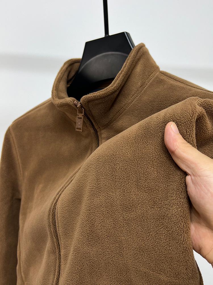 

Мужской флисовый кардиган на молнии с воротником-стойкой, осень/зима 2025 L коричневый