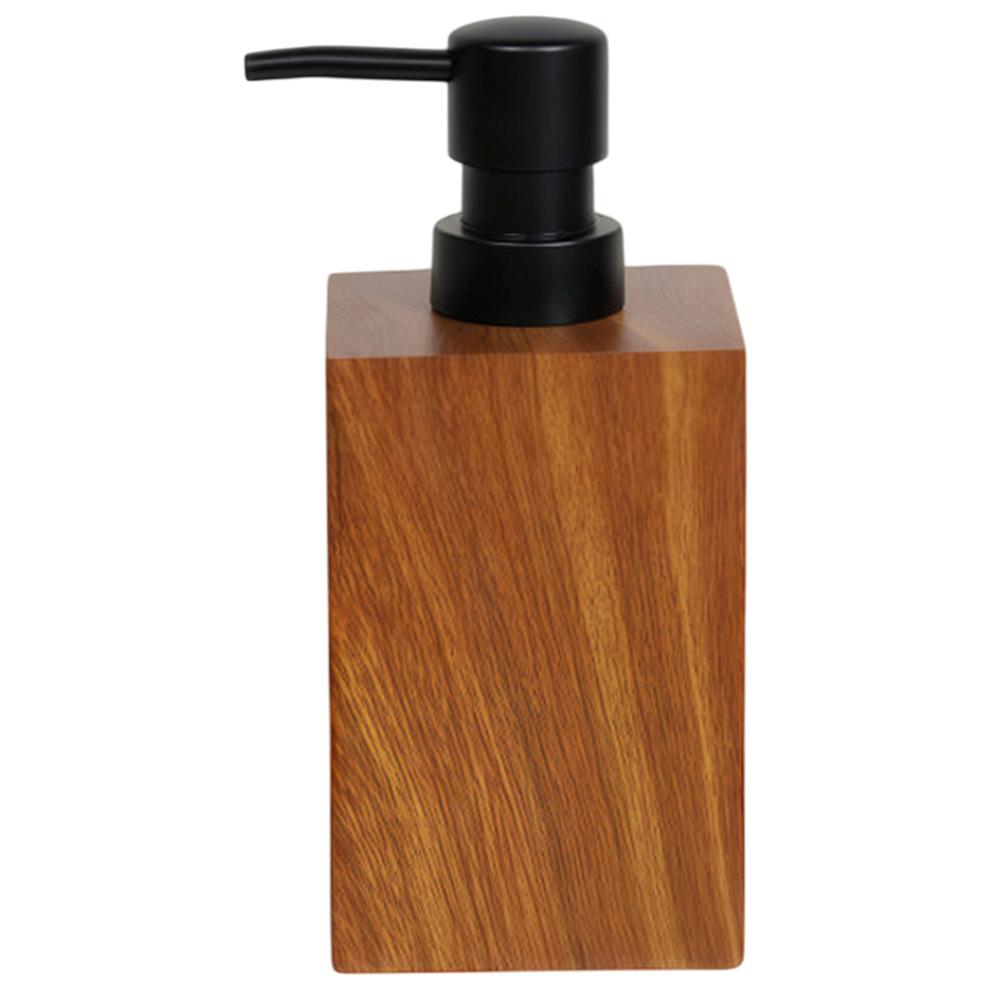 

Walnut Wood Texture Bathroom 500ml Resin Pump Bottle for Shampoo Body Wash Hand Soap, Foaming Outlet