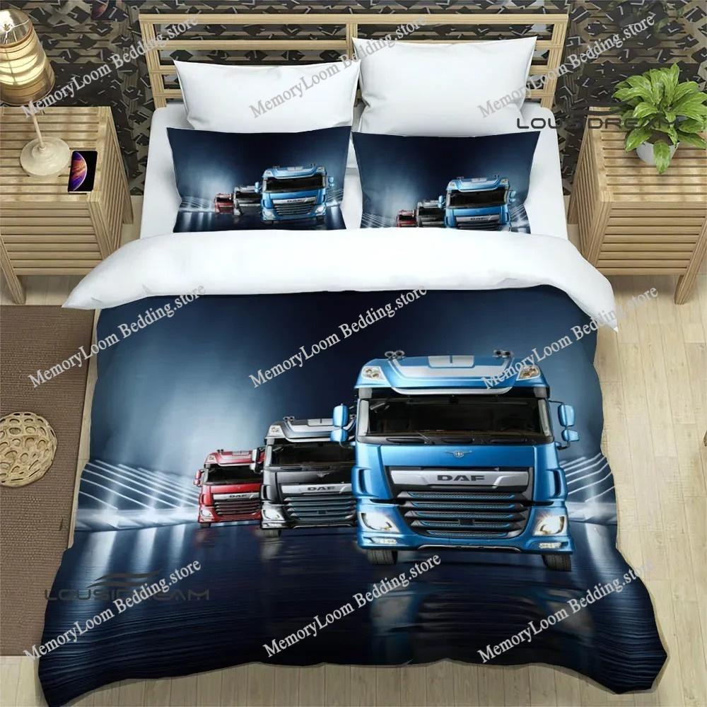 Set Biancheria da Letto Stampata Retrò Camion DAF 3D Set di Biancheria da Letto Raffinato Copripiumino Set Copripiumino Set Biancheria da Letto Lusso Regalo di Compleanno