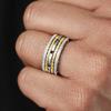 CopperTwo-tone Rings Gorgeous Bright Punk Couple Finger Accessories for Women Trendy Exquisite Wedding Jewelry