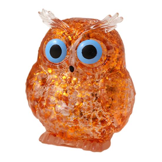 Glitter Owl Sugar Stress Ball Slow Rebound Stress Relief Clear Bird Squeeze Toy Anxiety Relieving Animal Shape Hand Relaxation Tool