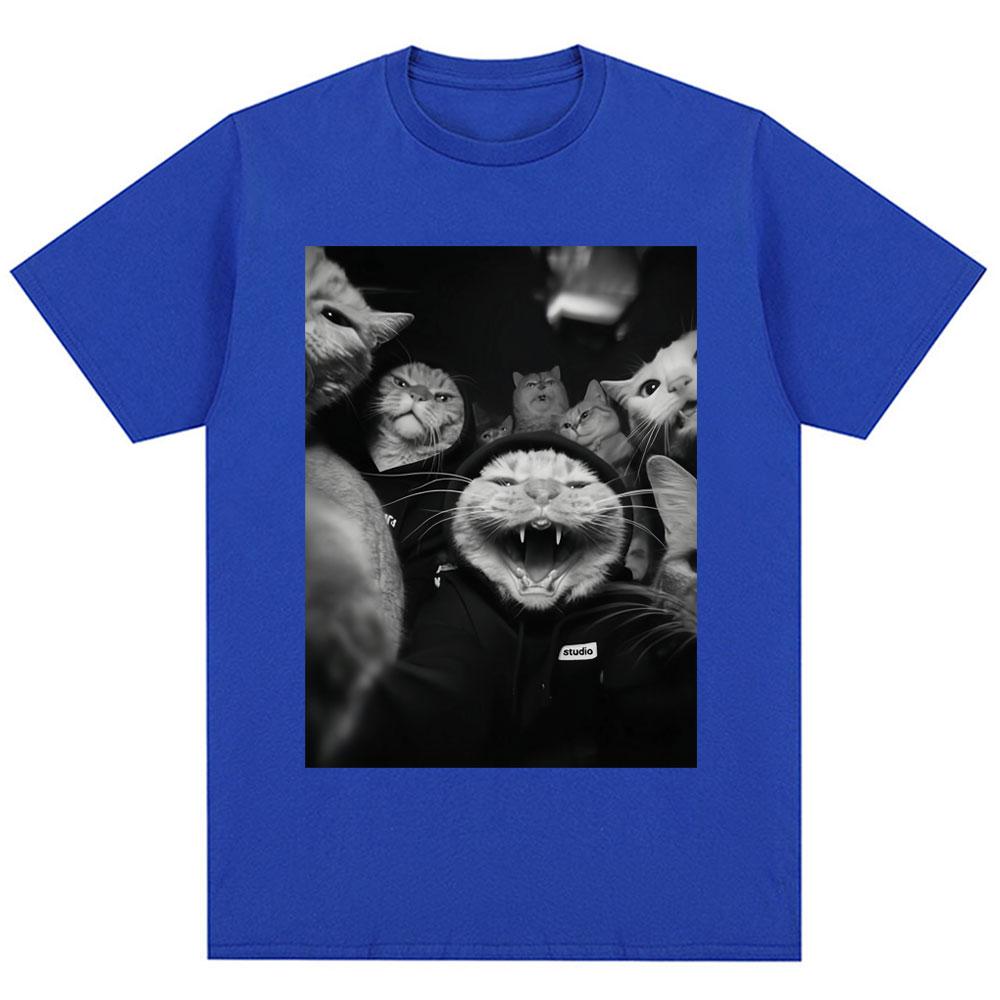 Funny Cat Gang Meme Classic T Shirts Men Women Fashion Vintage Gothic T Shirt Oversized Cotton Casual Gifts T-shirts Streetwear