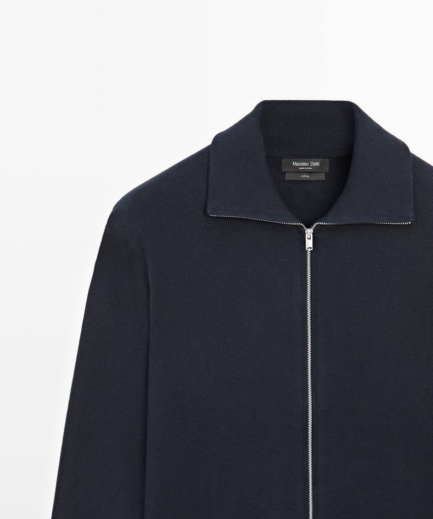 Massimo Dutti 100% Cotton Zip-Up Knit Cardigan