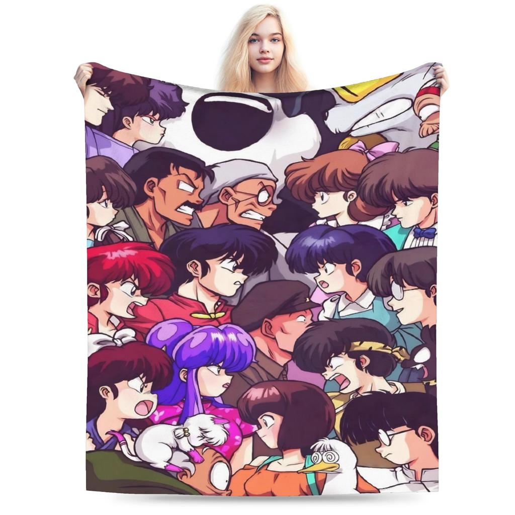 Ranma 1/2 Shampoo Manga Blankets  Wool Funny Warm Throw Blankets for Bedding Lounge  Winter