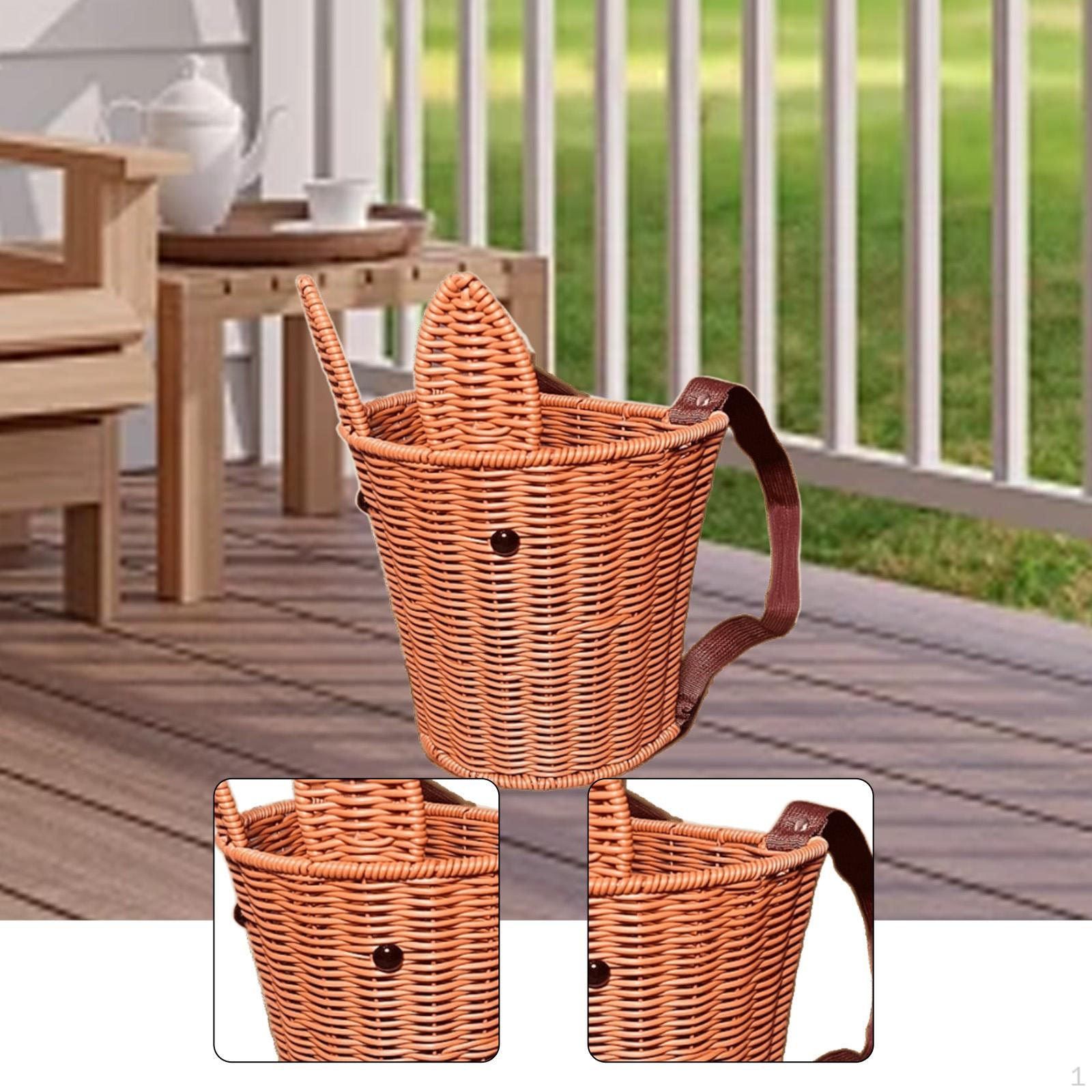 

Picnic Basket Outdoor Backpack with Shoulder Straps Bunny Ears Creative Handwoven for