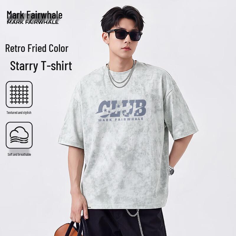 Mark Hua Fei Herren Casual T-Shirt mit Aufdruck, kurzärmlig