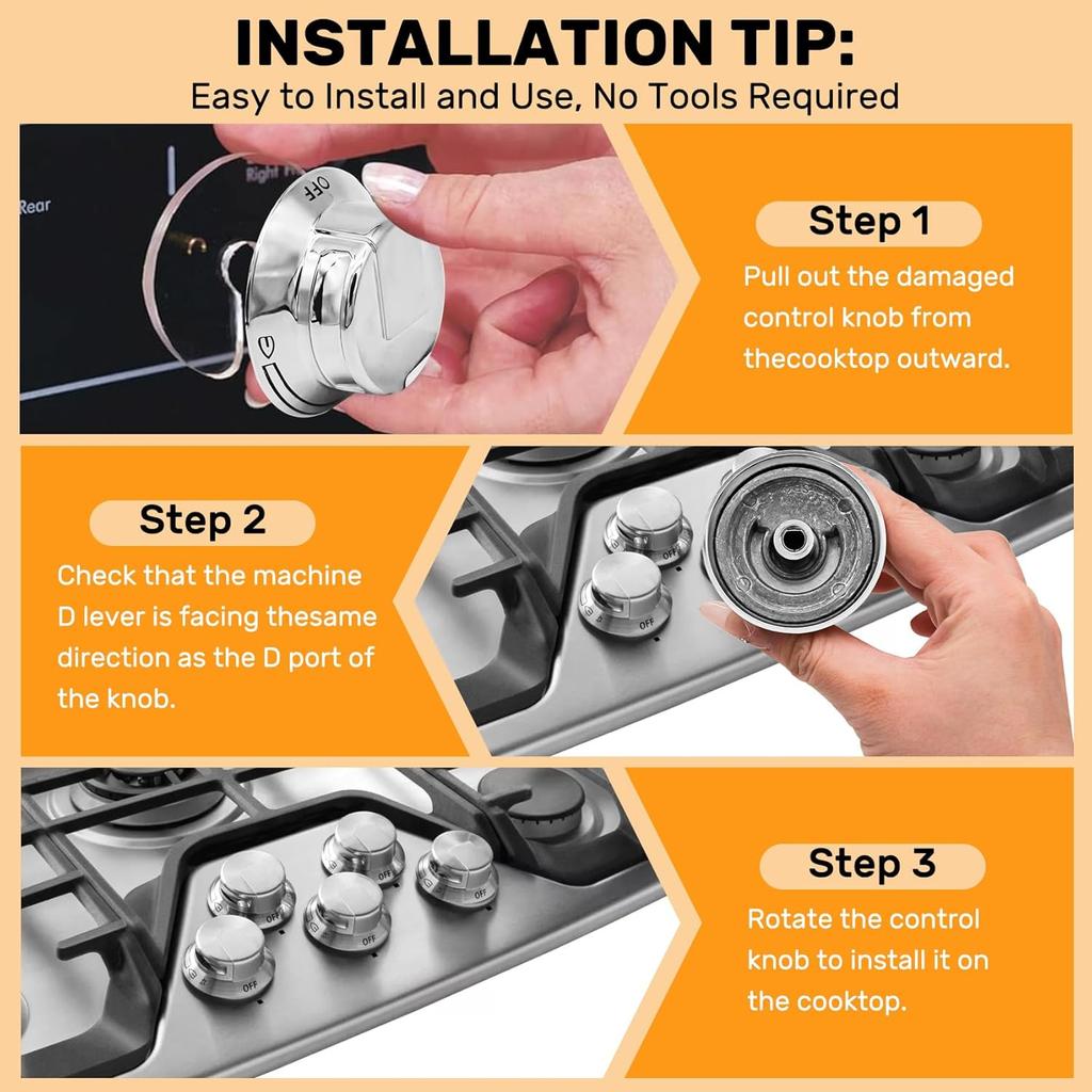 318569904 Cooktop Burner Control Knob, Replacement Knobs Compatible With Frigidaire Electrolux Range Burner Stove Knob Replaces 3514026, AP5809436,