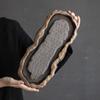 Vintage Tea Tray, Gilded Zen Heart Sutra Tea Tray, Coarse Ceramic Tea Tray, Household Water Storage, High-end Dry Brewed