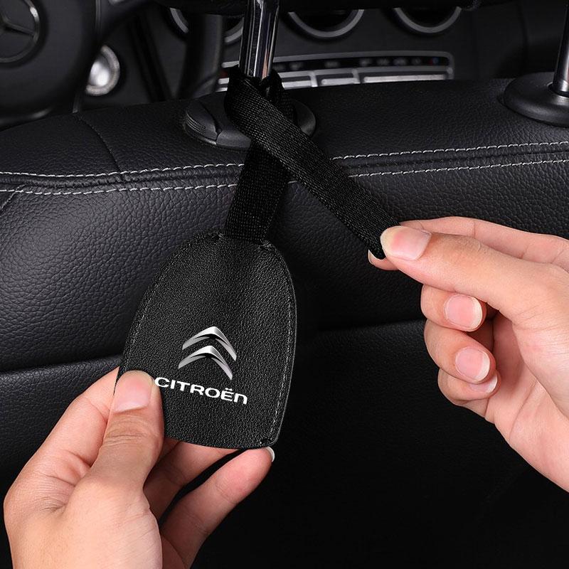 Leather Car Seat Back Hooks Portable Hanging Bag Rack Accessories For Citroen C1 C2 C3 C4 C5 C6 C8 C4L DS3 DS4 DS5 LS DS6 Grand Picasso