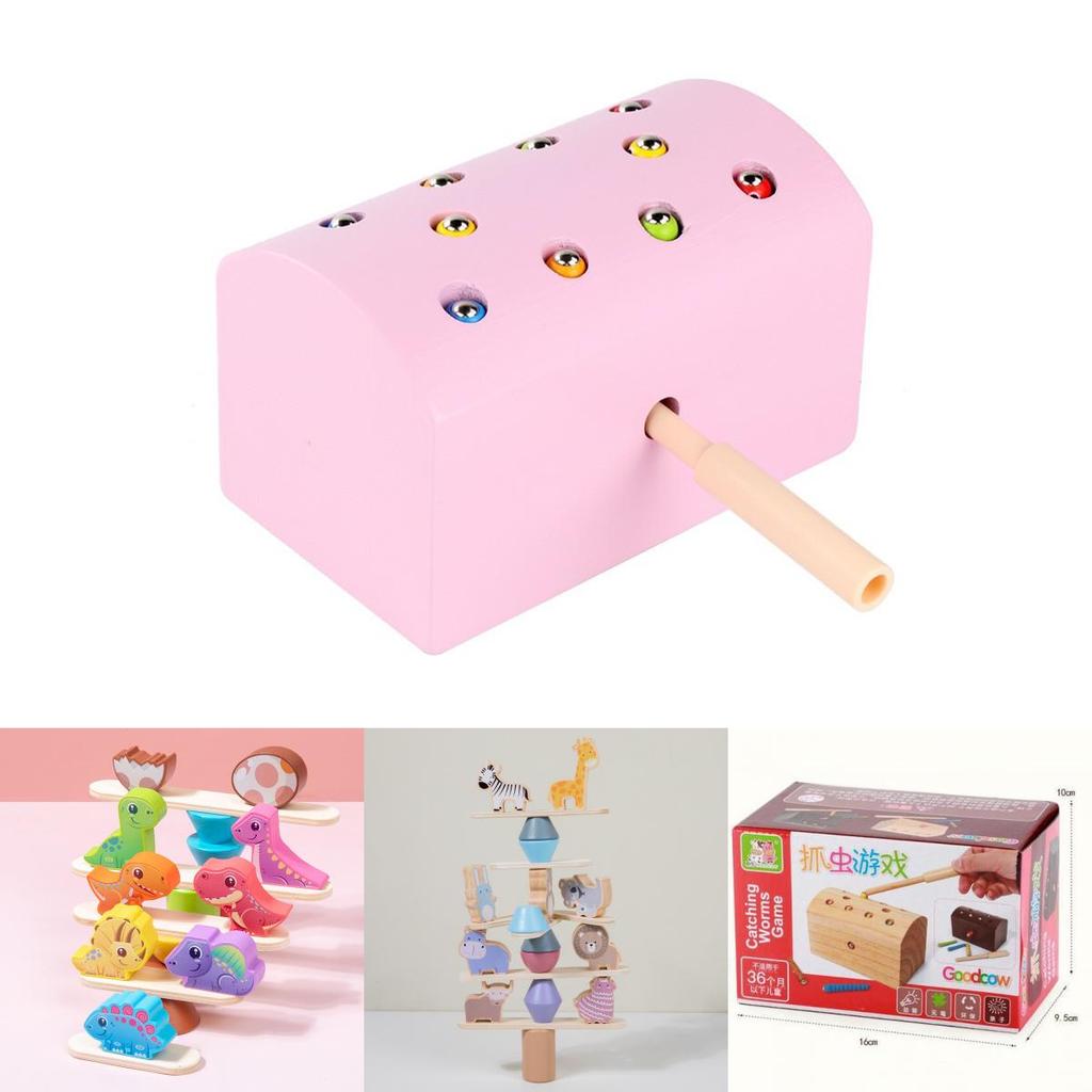 Wooden Animal Balance Toy With Stackable Blocks For Child Development And Parentchild Interaction