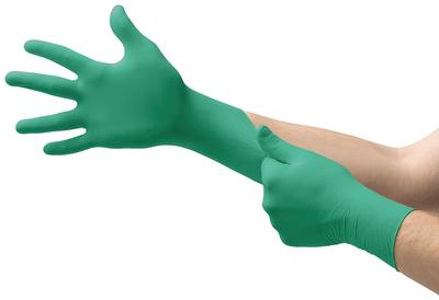 Ansell TouchNTuff Nitrile Disposable Size Splash Chemical High Gloves, Medium, Powdered, Protection, Resistant, Moisture-Absorbent, Durability, 92-500