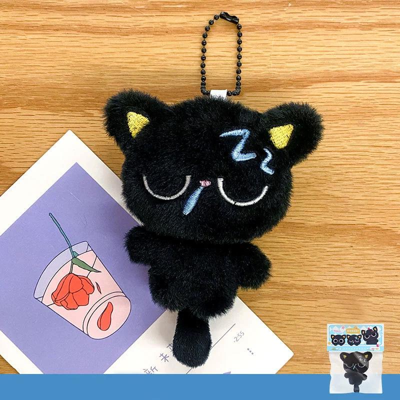 

1 шт. Подвеска для сумки в виде черного кота, аксессуары, кукольная подвеска, милый брелок для сумки, брелок для ключей, подарки, плюшевые брелоки для телефона с полосатым шарфом A чёрный