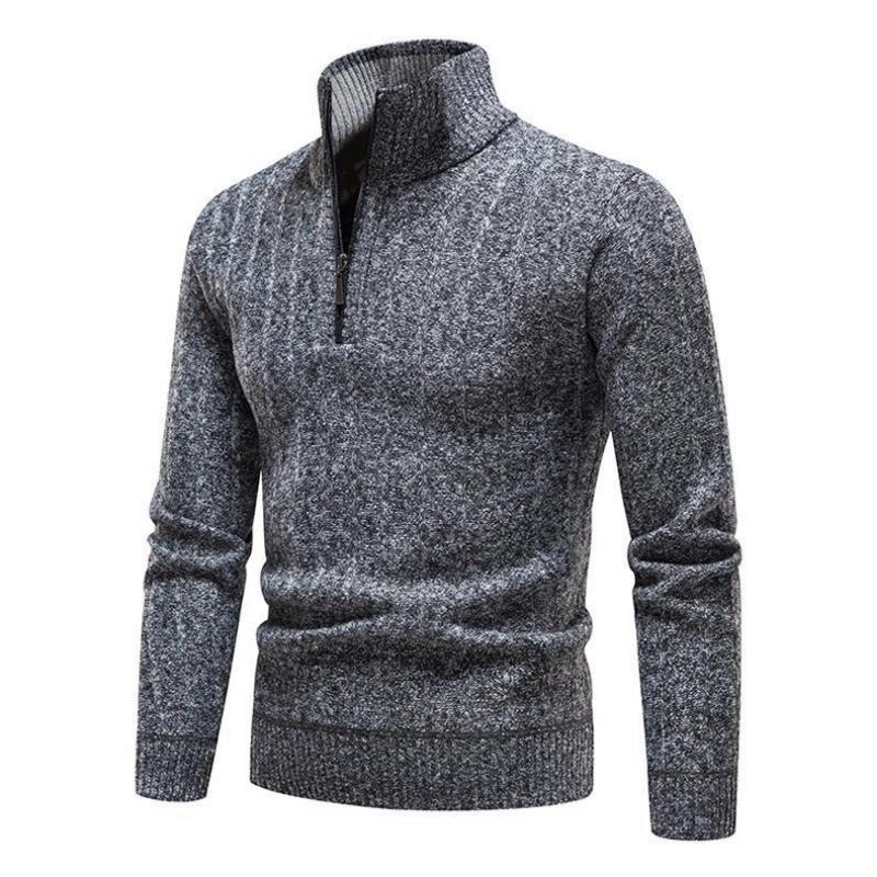 New Men's Sweater, High Street Pile, Pile Collar Pullover, Knit, Solid Color Base Layer