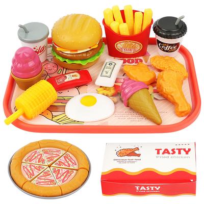 Ensemble de 40 jouets de cuisine pour enfants, comprenant des hamburgers et des aliments de fast-food, pour jouer à la maison. Mini-cuisine, jouet éducatif et jeux de rôle.