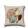 Mediterranean Style Blue Marine Sailor Conch Octopus Pillowcase Linen Sofa Cushion Cover