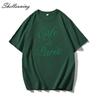 Shellsuning Funny Letter Printing T Shirts Women Summer Loose O Neck Cotton Base Tees Female Vintage Streetwear Couple Tops