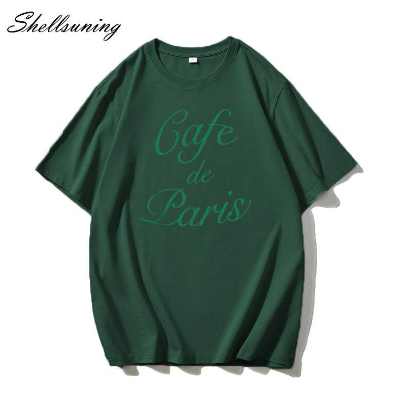 Shellsuning забавные футболки с буквенным принтом женские летние свободные хлопковые — фото 11