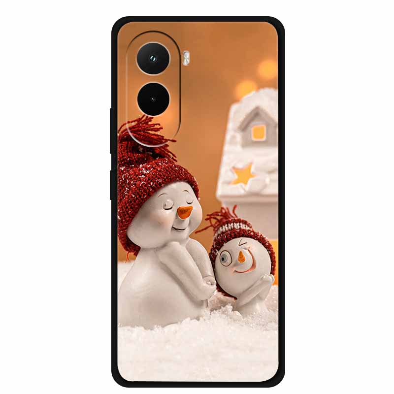 Christmas Phone Case For Poco M7 4G Case Christmas Tree Black Silicone Bumper For Xiaomi Poco M7 4G Cover PocoM7 Cartoon Coque