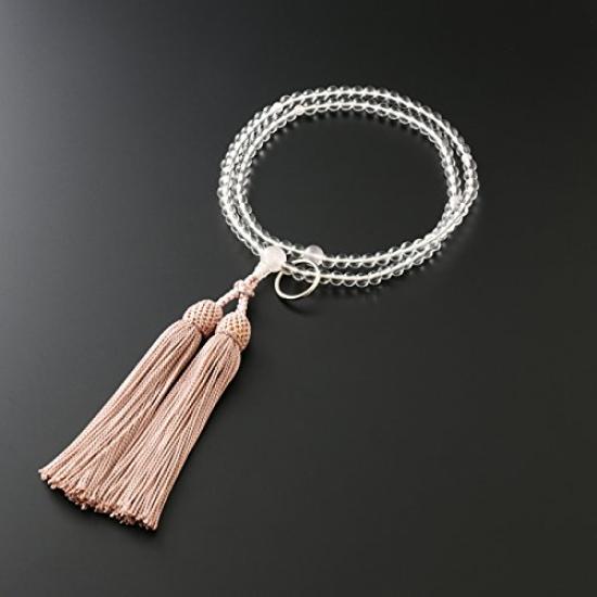 Mărgele de rugăciune Hayashi pentru altar budist Kyoto, cristal autentic Soto Zen cu cuarț roz, geantă oficială pentru ceremonii, mărgele de rugăciune Kyoto (Pentru femei) [Set de margele]