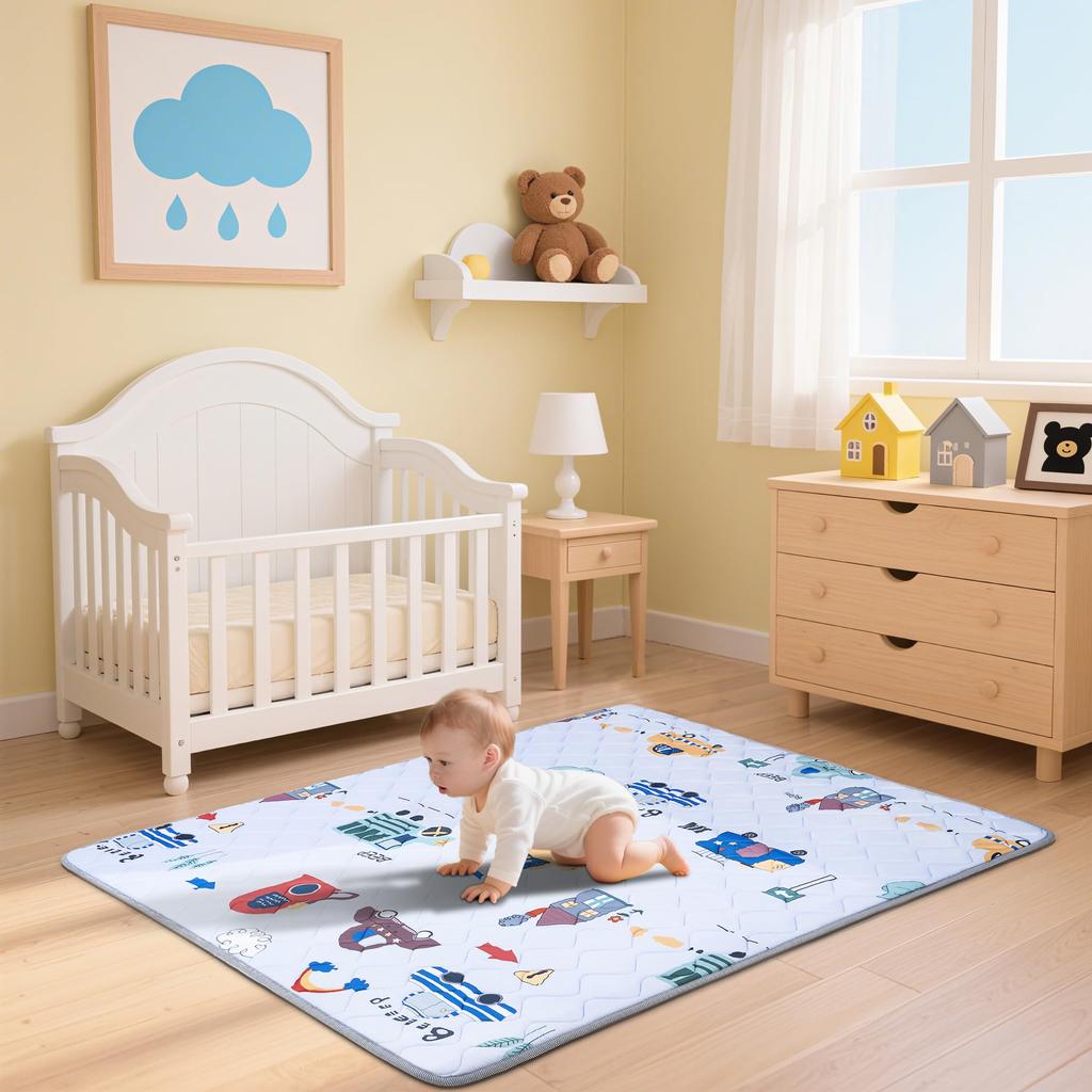 IBVIVIC Baby Mat Play Mat for Infants, 150x180x1cm, Car Design, Waterproof, Non-Slip, Shock Absorbing, Soundproof, Large Size, Kids Game Pad