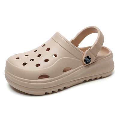 Sandálias de Verão Vazadas de Bico Fechado Mulher Sandálias de Plataforma de Sola Grossa Mulher Cor Sólida Antiderrapante Sola Macia Sapatos de Praia