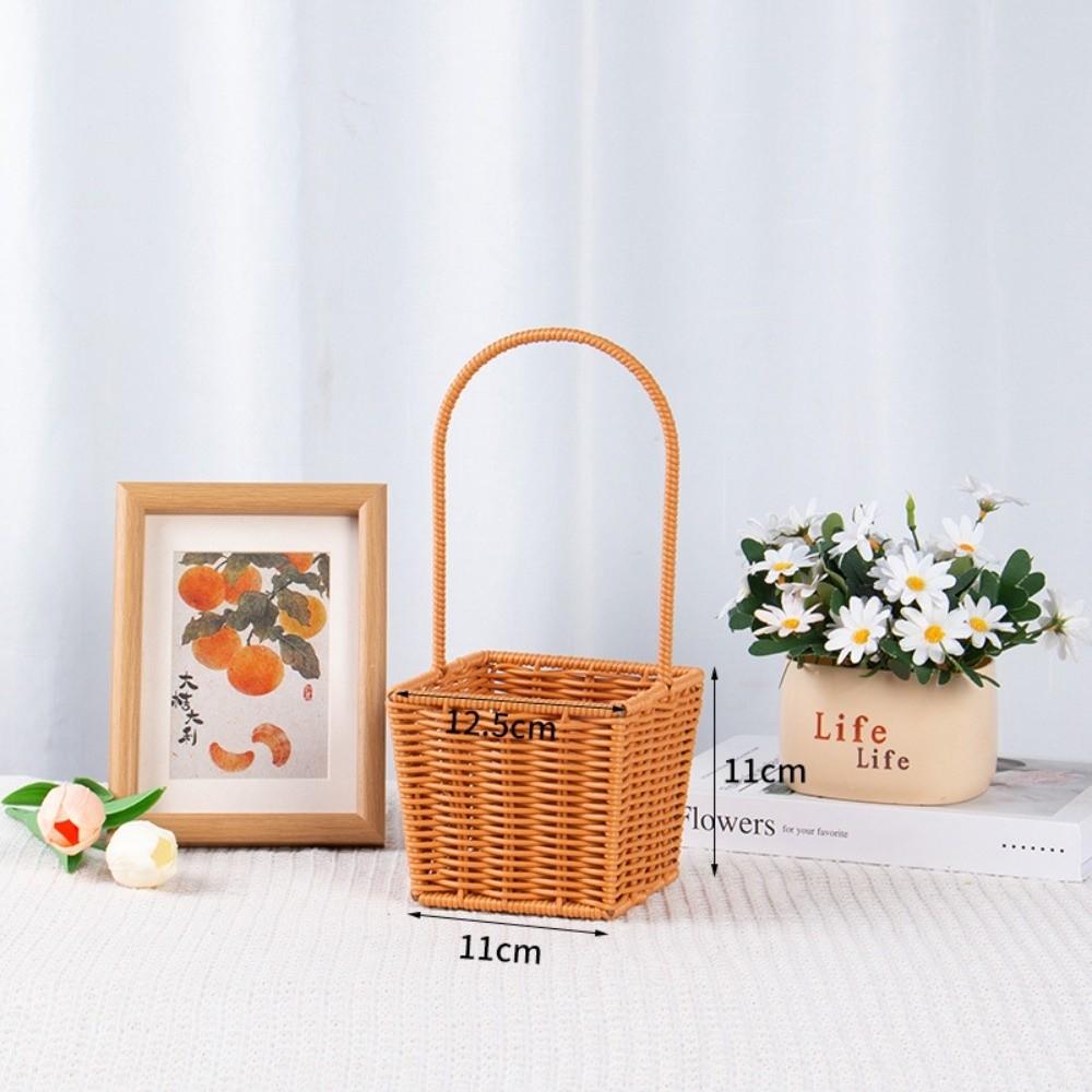 Hand-Woven Imitation Rattan Basket Willow Rattan Picnic Weaving Basket Flower Girl