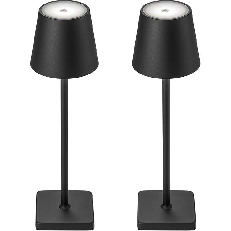 2 Pack Rechargeable Cordless Table Lamps, 5200mAh Battery Touch Table Light, Aluminum Shell Stepless Dimmable Portable LED Desk Lamp for
