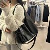 Cross-border large-capacity bag 2025 new shoulder bag soft-sided casual retro black tote bag messenger bag bag women