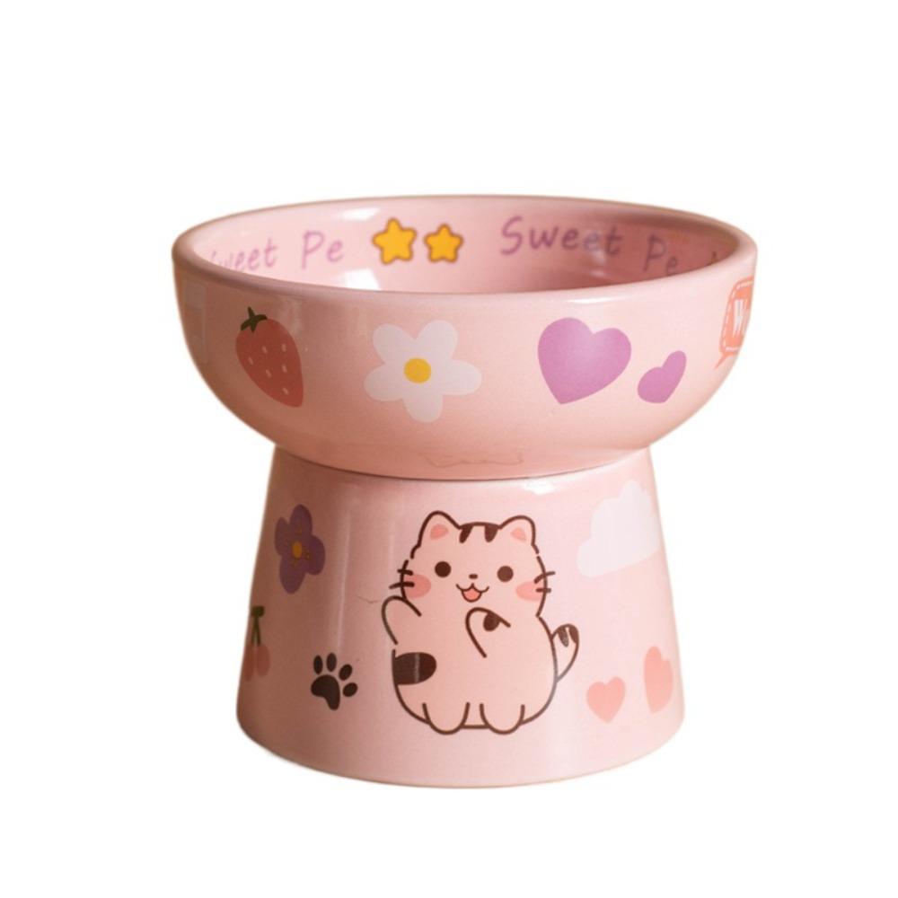 Ceramic Cat Bowl Anti Tipping Dog Food Feeding Basin Pet Drinking Feeder  Neck Protection