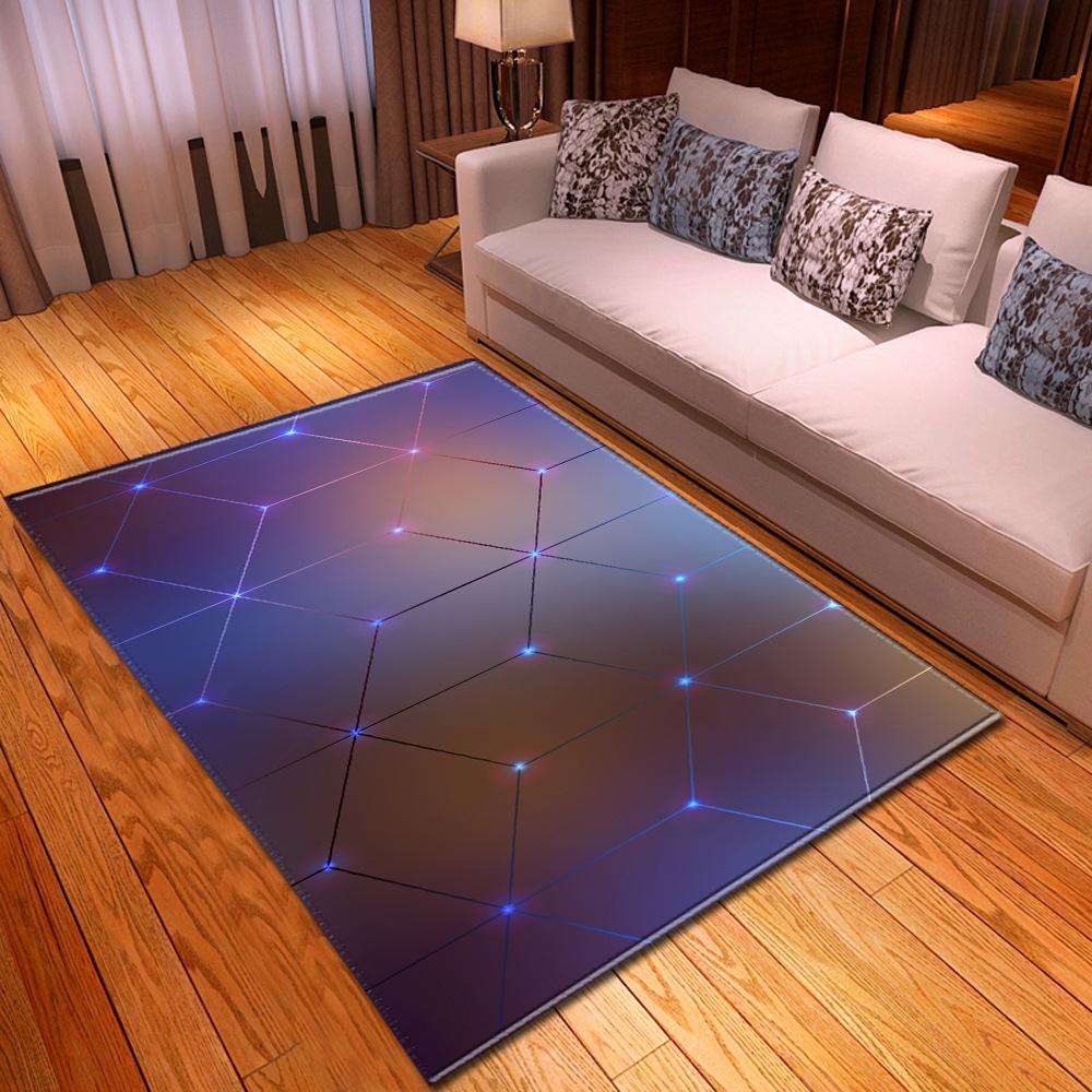 Line Printing Three-Dimensional Carpet Living Room Runway Green Floor Mat