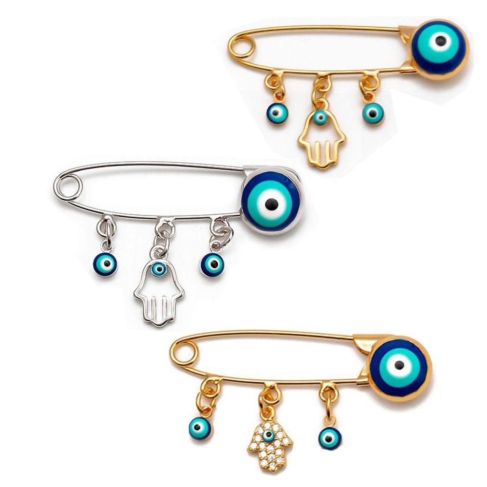 

3PCS Bag Decor Turkey Evil Eye Alloy Pin Brooch Lucky Eye Hand Eyeball
