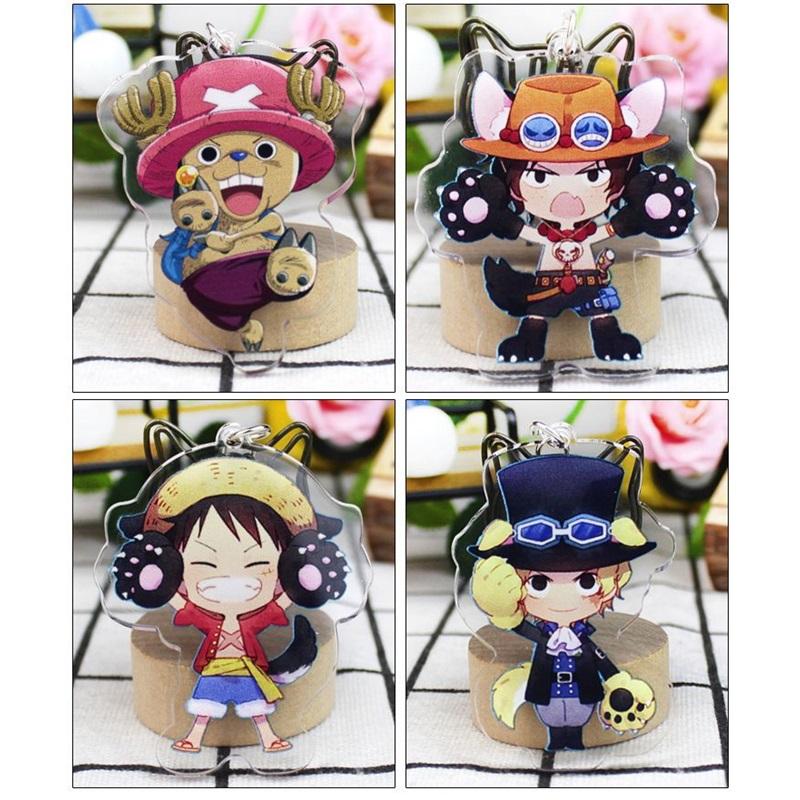 One Piece Keychain Pendant Anime Luffy Dragon Navigation King Surrounding Double Sided HD Bag Pendant Gift
