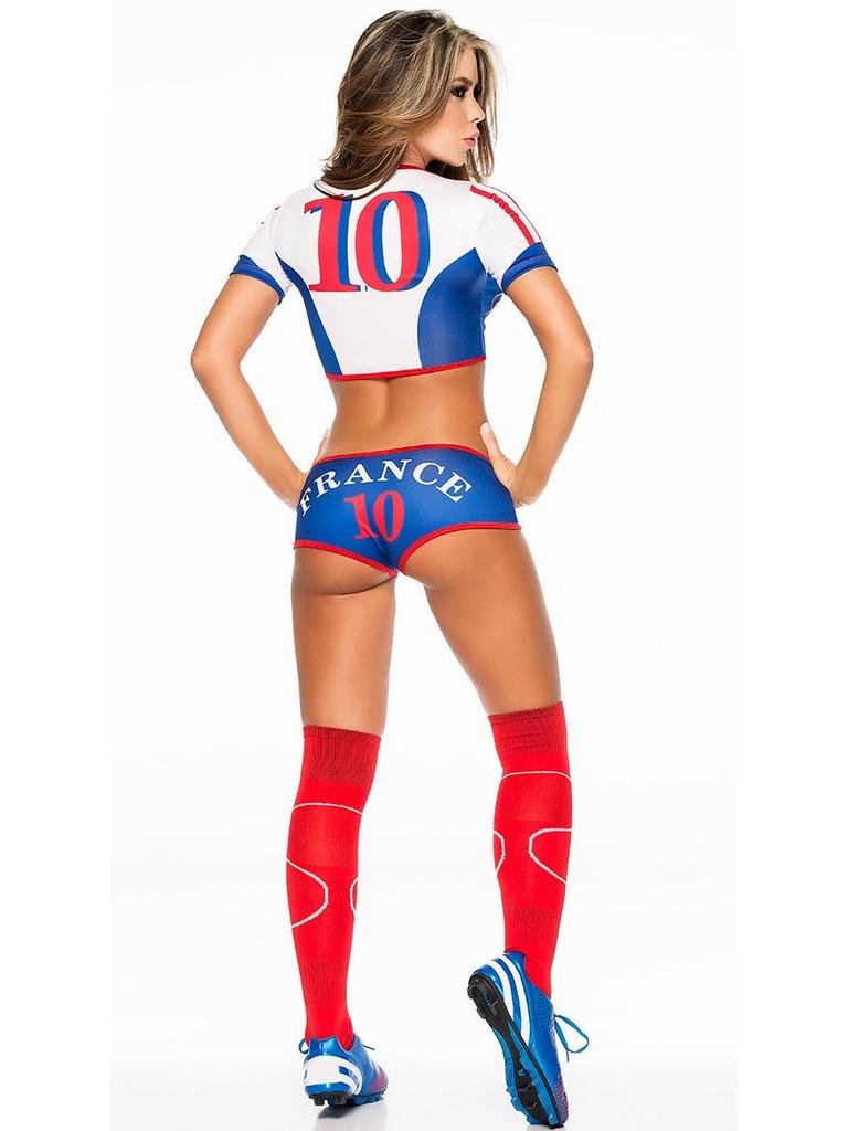 European Cup Cheerleader Costume - Nightclub & Bar Dancewear, Football Performance & Photo Shoot Outfit for Women.
