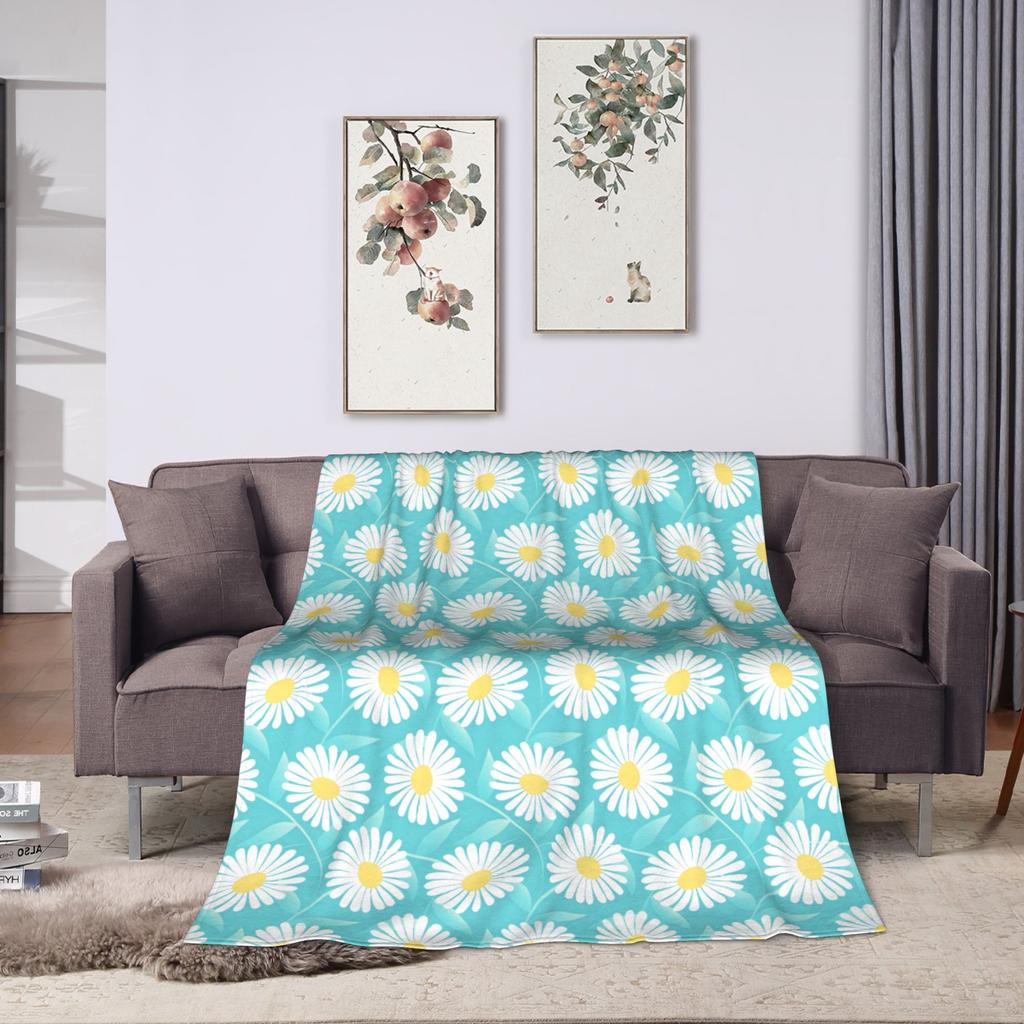 Daisy Floral Pattern Blankets Spring  Warm Cozy Throw Blanket For Adults Girls Living Room Flannel Bedspread Bed Cover