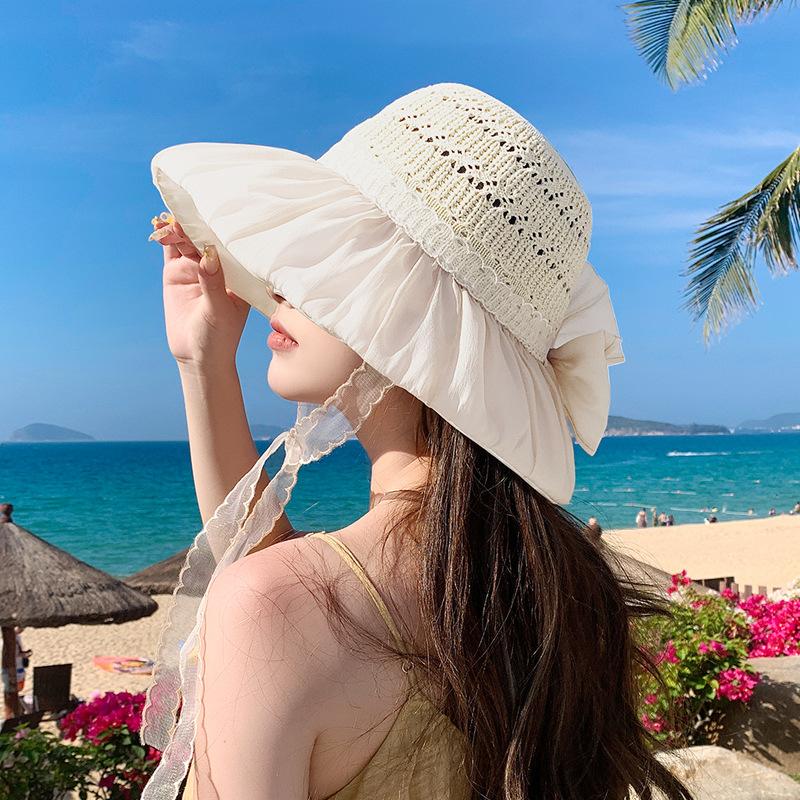Summer sunscreen hat women's color glue big eaves outdoor travel visor fashionable versatile face small bucket hat