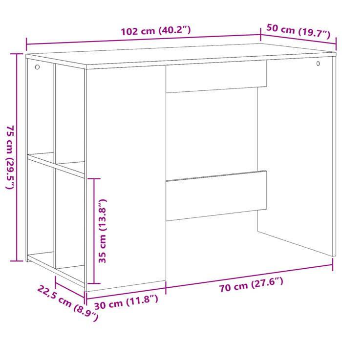 VidaXL Desk Concrete Grey 102x50x75 Cm Engineered Wood, Writing Desk, Computer Desk, Home Office Desk, Desk 840544