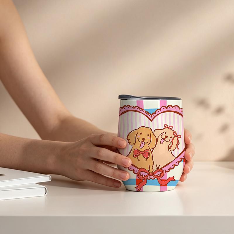 355ml Eggshell Cup Golden Retriever Element Wine Travel Cup U Shape Eggshell Cup 12oz Eggshell Insulated Cup Gift Cup 355ml Eggshell Cup