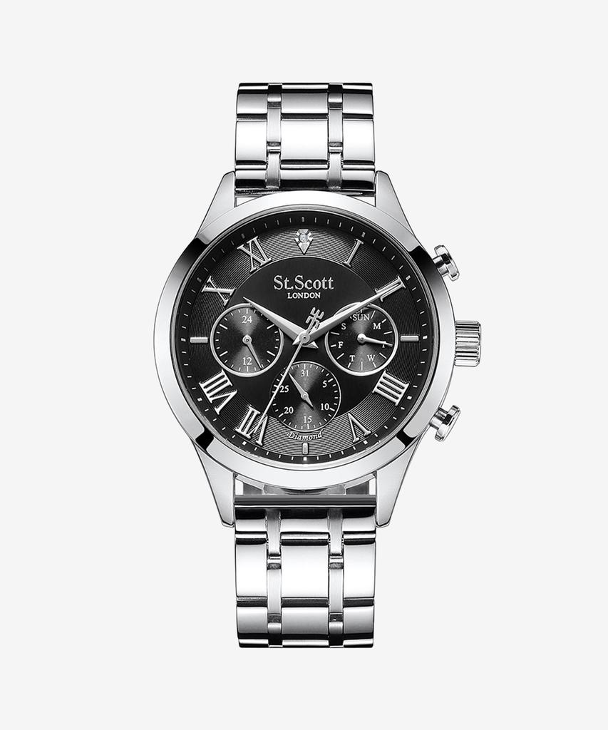 Seinteuseukoteuleondeon Hestia Diamond Multi Watch + Leather Band - Black / St7501M-Sbs1